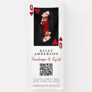 Queen of Hearts Feminine Photo QR Code Hairdresser Banner