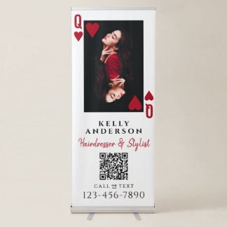 Queen of Hearts Feminine Photo QR Code Hairdresser Retractable Banner