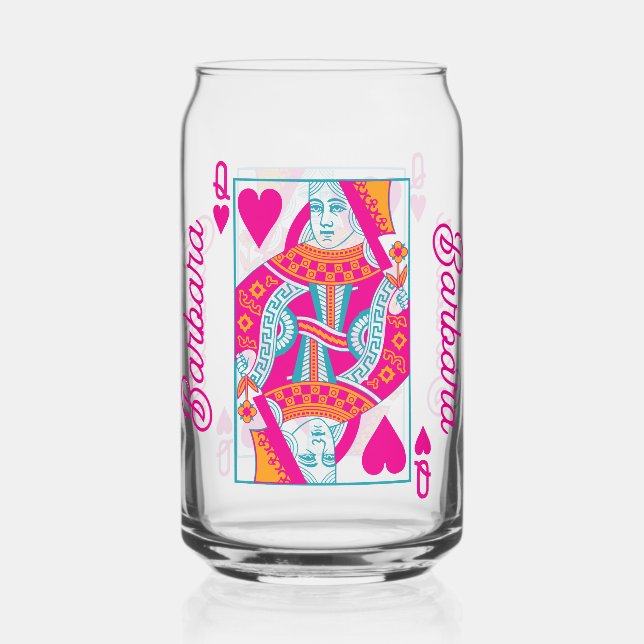 Queen of Hearts Fun Bachelorette Party Can Glass (Front)