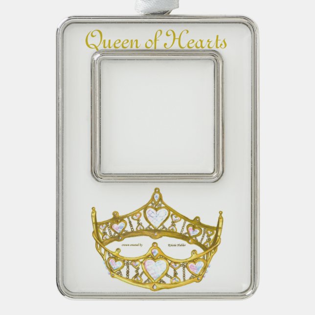 Queen of Hearts gold crown photo frame ornament (Front)