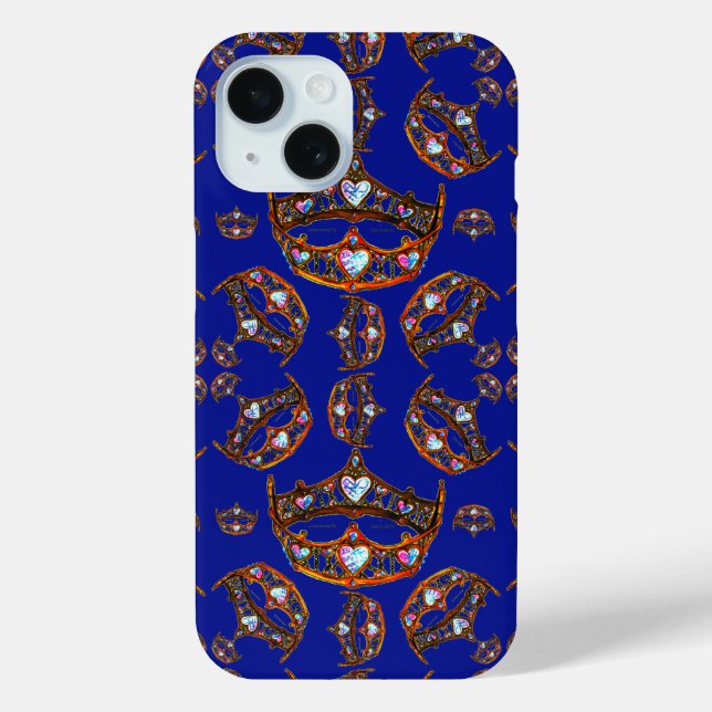 Queen of Hearts Gold Crown Tiara blue violet case (Back)