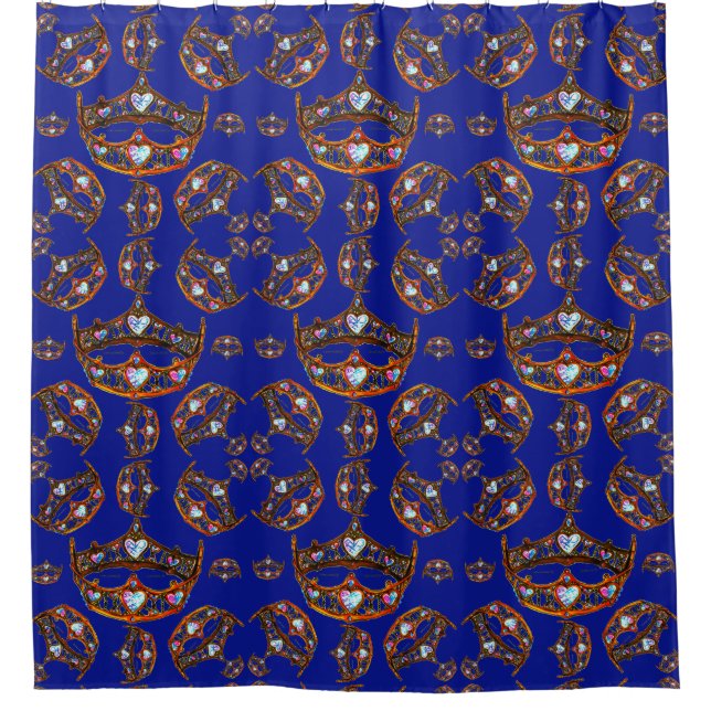 Queen of Hearts Gold Crown Tiara iris bath curtain (Front)