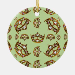 Queen of Hearts Gold Crown Tiaras mint green Ceramic Tree Decoration