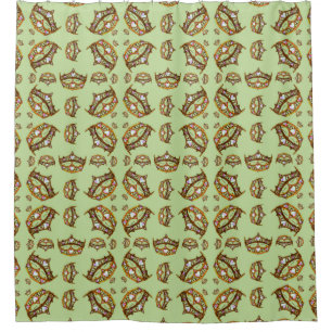 Queen of Hearts Gold Crown Tiaras mint green Shower Curtain