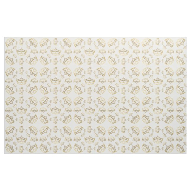 Queen of Hearts gold crown tiaras pattern fabric (Yard)