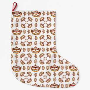 Queen of Hearts Gold Crown Tiaras white Large Christmas Stocking