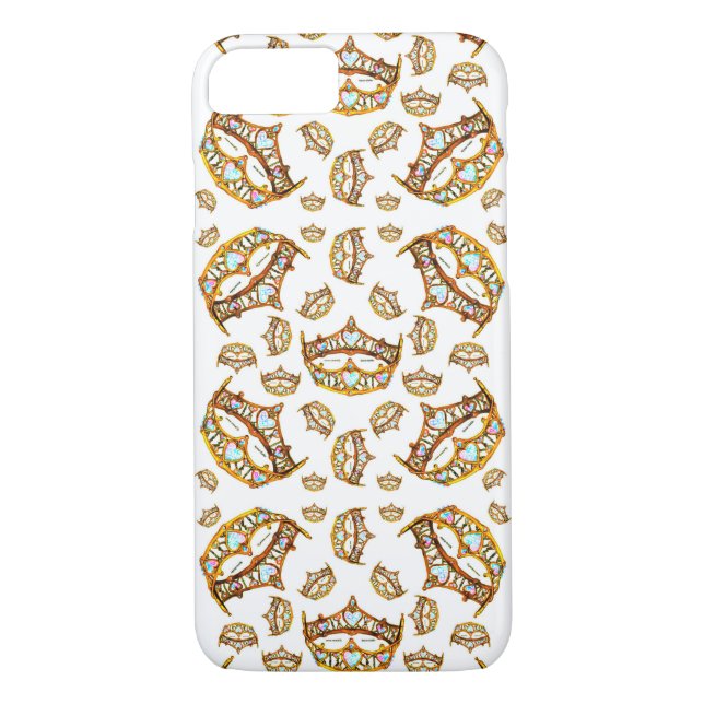 Queen of Hearts gold crowns and tiaras iphone case (Back)