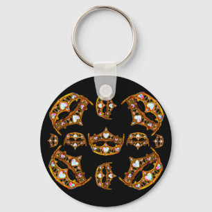 Queen of Hearts Gold Crowns Tiaras black keychain
