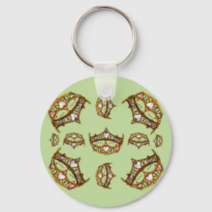 Queen of Hearts Gold Crowns Tiaras green keychain