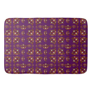 Queen of Hearts Gold Crowns Tiaras pattern purple Bath Mat