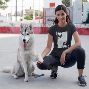 Queen of Hearts Graphic White Grey on Black T-Shirt