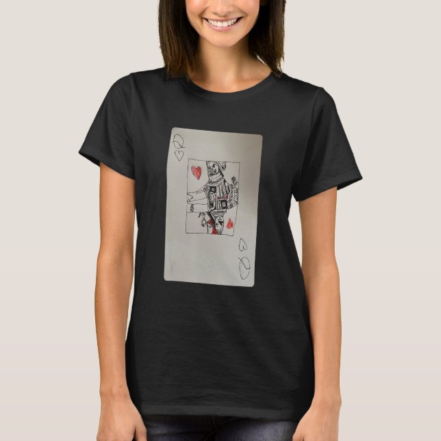 Queen of Hearts Hand drawn Playing Card Xavi Origi T-Shirt (Front)