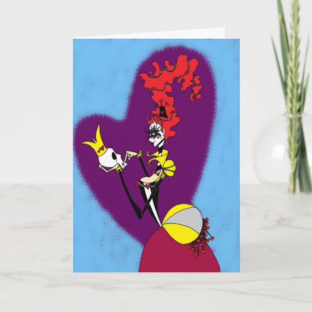 Queen of Hearts "I Love Your Skull" Valentine Holiday Card (Front)