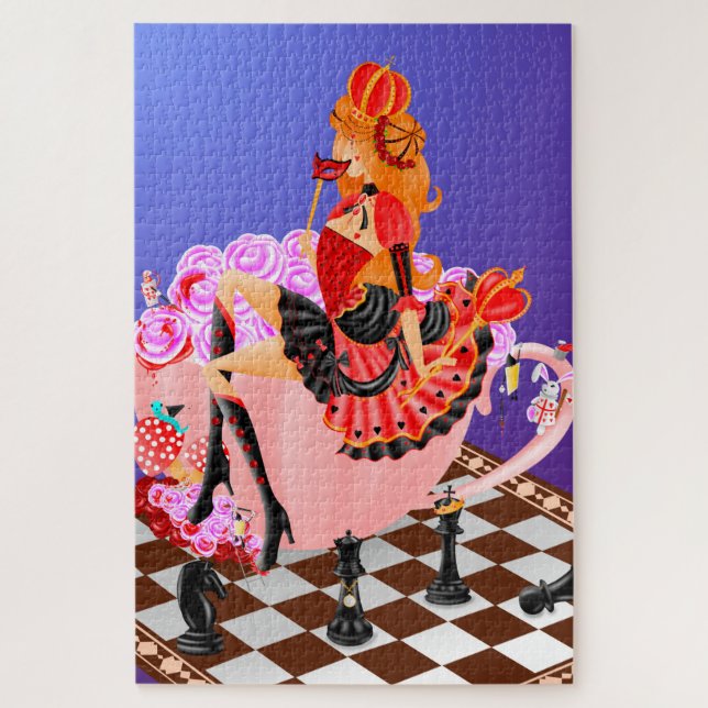 Queen of Hearts in Teacup of flowers  Jigsaw Puzzle (Vertical)