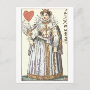 QUEEN OF HEARTS - JEANNE E'ALBRET Vintage playing Postcard