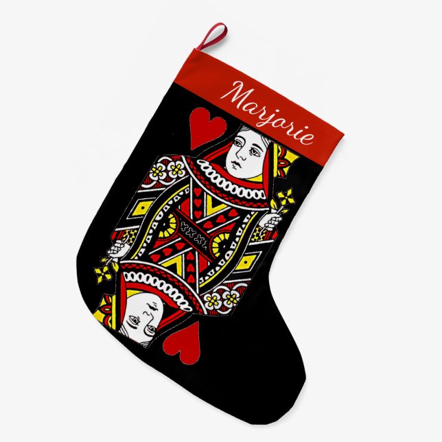 Queen of Hearts Large Christmas Stocking (Front (Hanging))