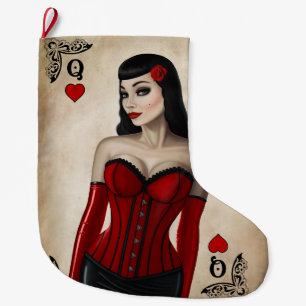 Queen of Hearts Large Christmas Stocking