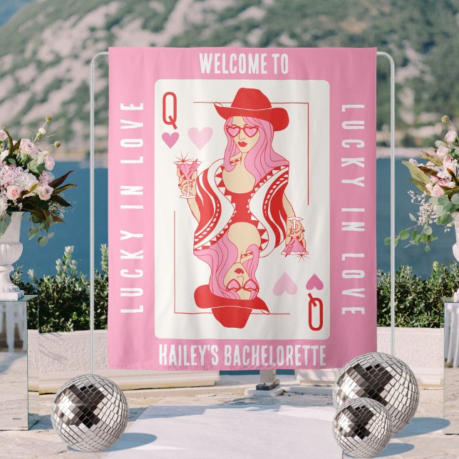 Queen Of hearts Las Vegas Bachelorette Banner Tapestry (Creator Uploaded)