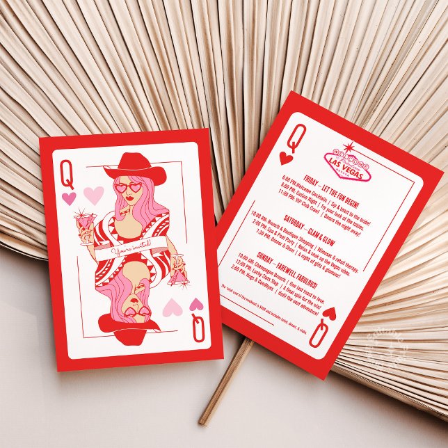 Queen Of hearts Las Vegas Bachelorette Itinerary Invitation (Creator Uploaded)
