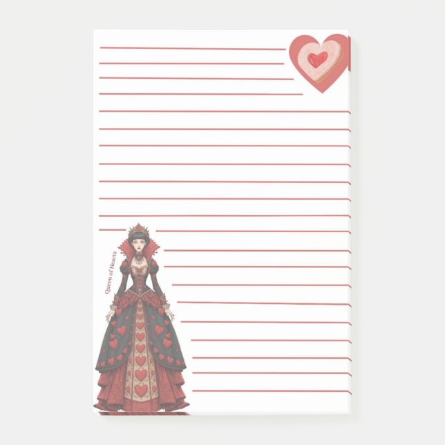 Queen of Hearts Lined Post-it Notes (Front)