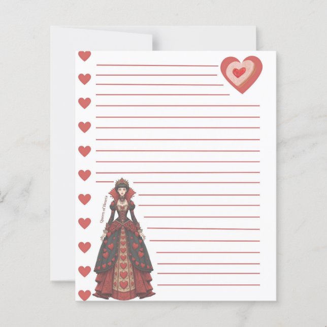 Queen of Hearts Lined Sheet with Envelope (Front)