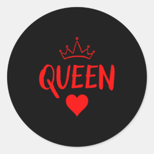 Queen Of Hearts Matching Couple Saint Valentines _ Classic Round Sticker