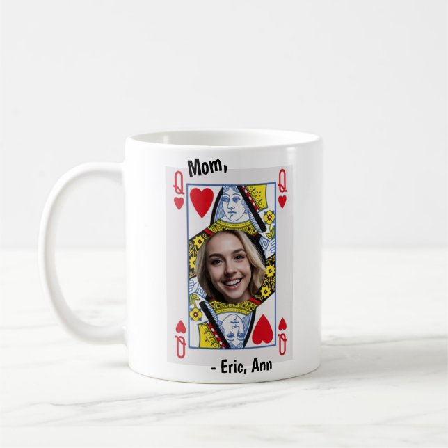 Queen of Hearts Mom Coffee Mug - Personalized Mug (Left)