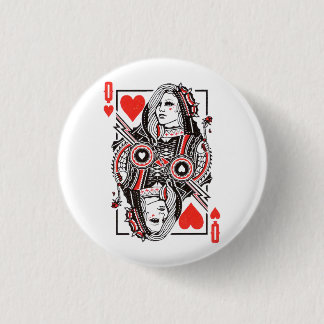 Queen of Hearts Oversized Graphic, Playing Cards 3 Cm Round Badge