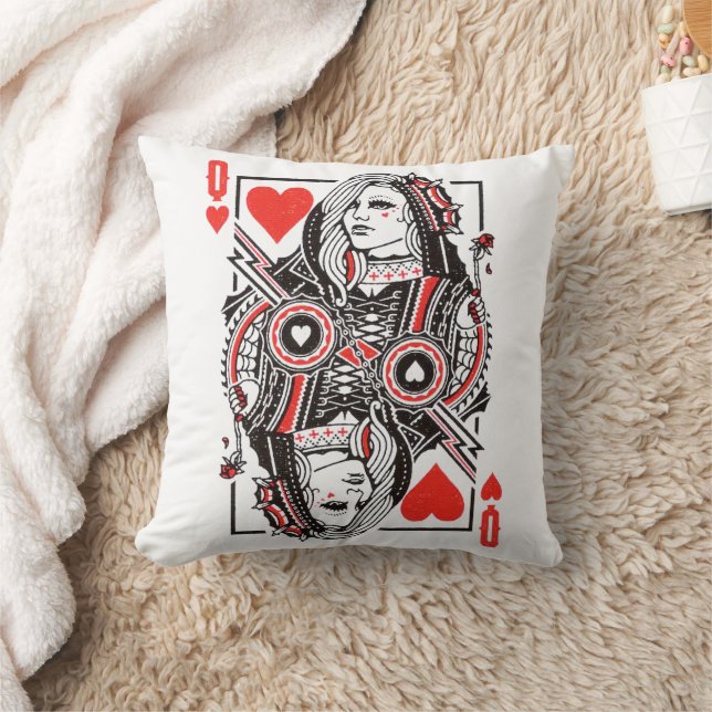 Queen of Hearts Oversized Graphic, Playing Cards Cushion (Blanket)