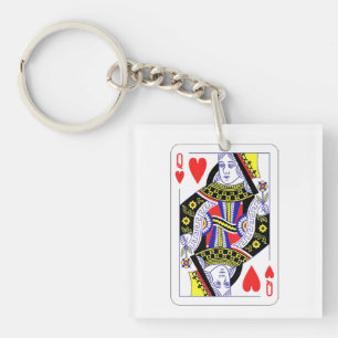 Queen of Hearts Oversized Graphic, Playing Cards Key Ring