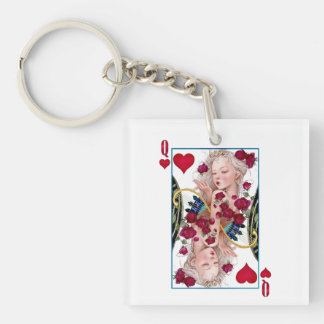 Queen of Hearts Oversized Graphic, Playing Cards Key Ring