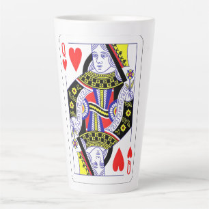 Queen of Hearts Oversized Graphic, Playing Cards Latte Mug