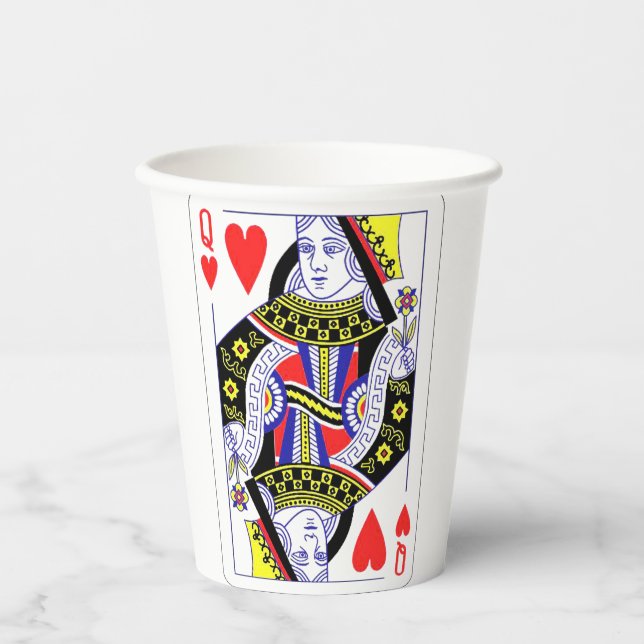 Queen of Hearts Oversized Graphic, Playing Cards Paper Cups (Front)