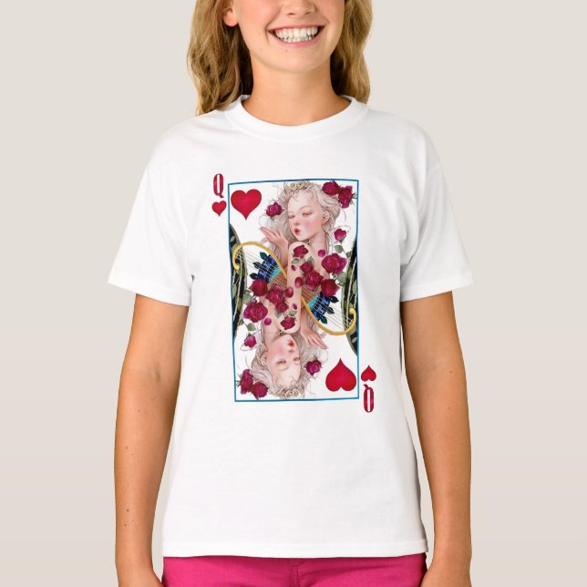 Queen of Hearts Oversized Graphic, Playing Cards T-Shirt (Front)
