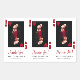 Queen of Hearts Photo Hairdresser Thank You Rectangular Sticker