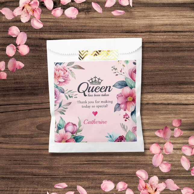 Queen Of Hearts Pink Bridal Shower Favour Bags (Top view vintage playing card bridal shower blush pink feminine girls night Favor Bag)