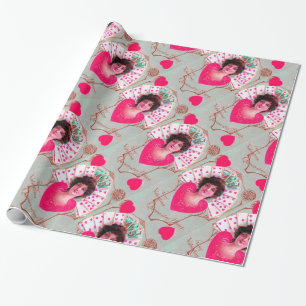 QUEEN OF HEARTS ,Pink Fuchsia Valentine's Day Wrapping Paper