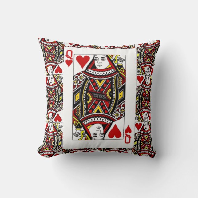 QUEEN OF HEARTS PLAYING CARDS ARTWORK FROM ZAZZLE CUSHION (Front)