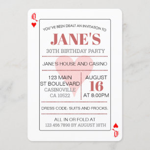 Queen of Hearts Poker Playing Cards Birthday