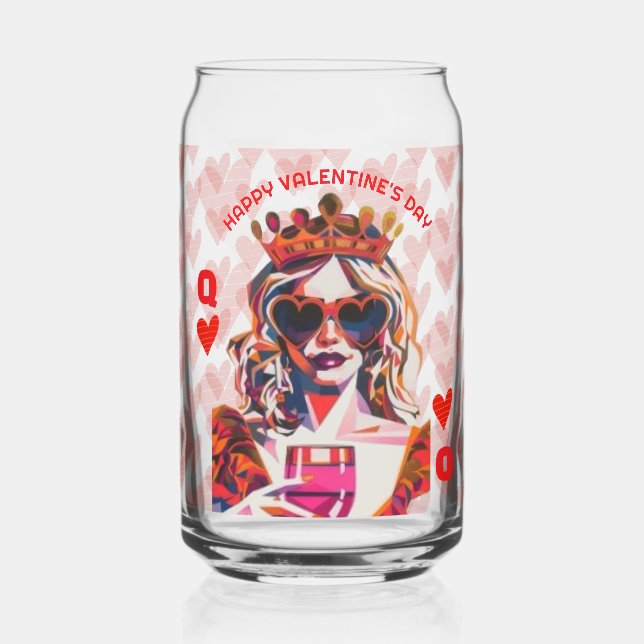 Queen of Hearts Pop Art  Can Glass (Back)