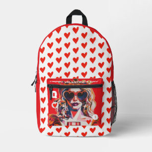 Queen of Hearts Pop Art Printed Backpack