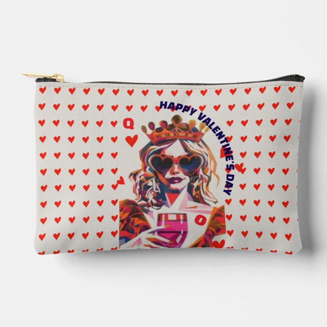 Queen of Hearts Pop Art Spiral  Accessory Pouch (Front)