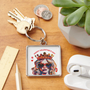 Queen of Hearts Pop Art Spiral Notebook Key Ring