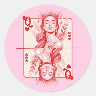 Queen of Hearts Preppy Art Classic Round Sticker