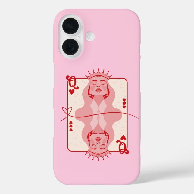Queen of Hearts Red and Pink Art Case-Mate iPhone Case (Back)