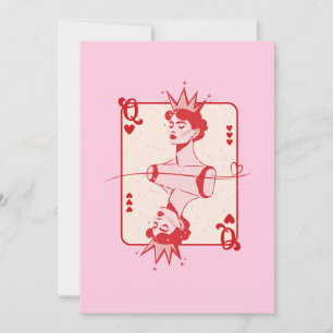 Queen of Hearts Red and Pink  Holiday Card