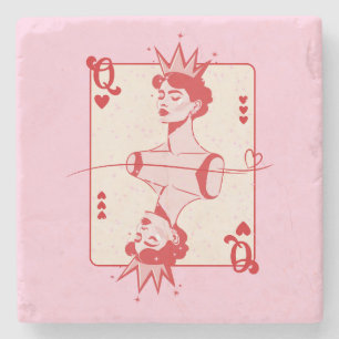 Queen of Hearts Red and Pink Stone Coaster