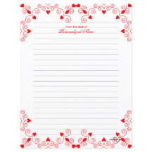 Queen of Hearts - Red Lined Paper Sheet