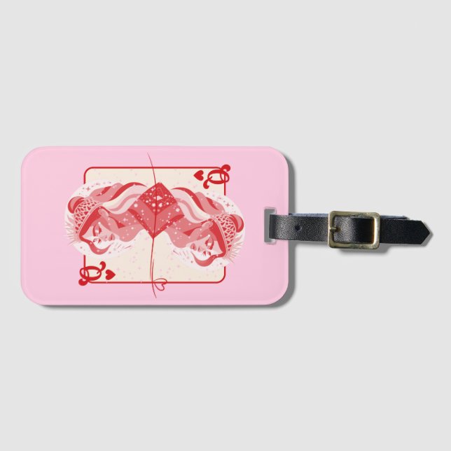 Queen of Hearts Red Preppy Art Luggage Tag (Front Horizontal)