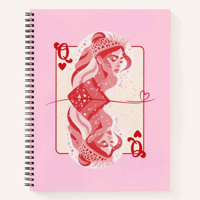 Queen of Hearts Red Preppy Art Notebook (Front)